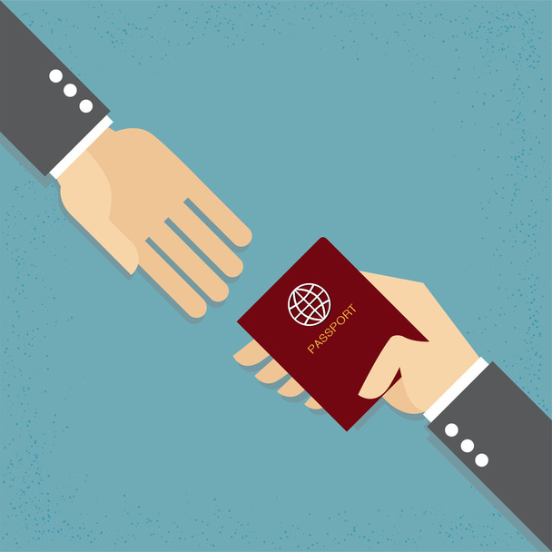 Hand and Passport - Vector, Image