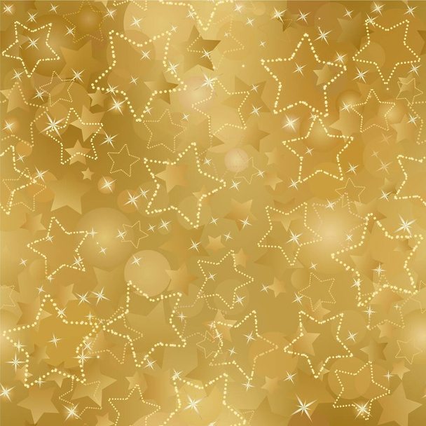 星のあるシームレスな黄金の背景 - ベクター画像