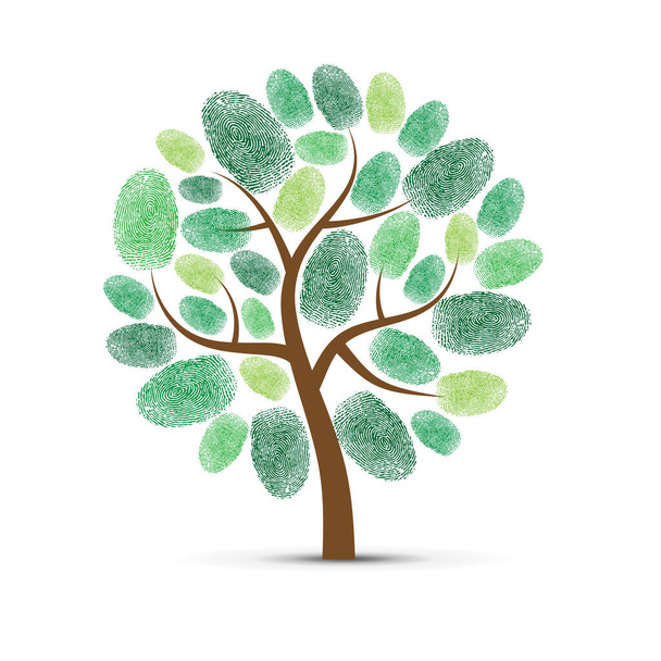 Impronta digitale albero verde - Vettoriali, immagini