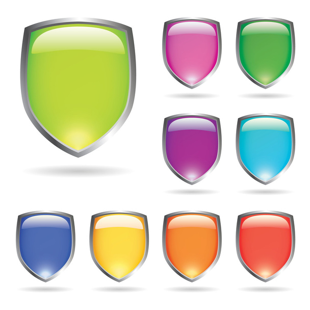 Glossy shields - Vector, Image