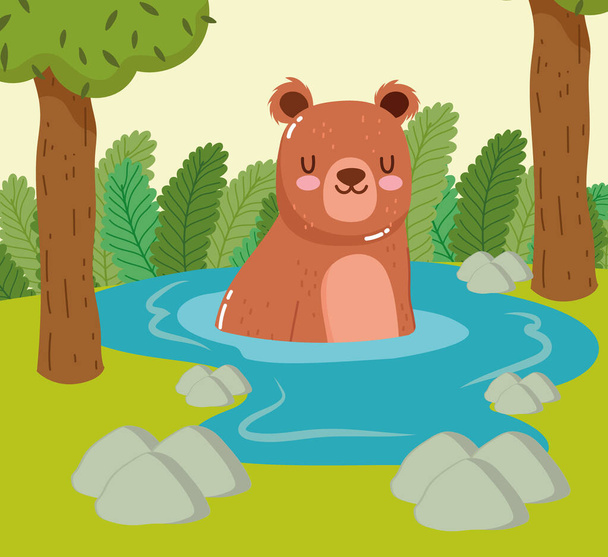 ведмідь плаває
 - Вектор, зображення