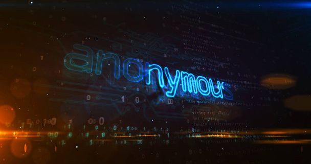 Anonyymi käsite, tietoverkkorikollisuus, Darknet, identiteetti, hakkerointi ja yksityisyyden suoja. Futuristinen abstrakti 3D-mallinnus. - Valokuva, kuva