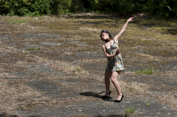 Sensual contemporary dancer on a waste ground - Photo, Image