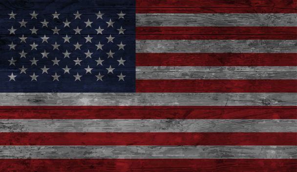 Amerikan bayrağı. Grunge eski bayrağı ABD izole edilmiş beyaz arka plan. Sıkıntılı retro doku. Eski, iğrenç, kirli bir tasarım. Sembol Amerika ulusal özgürlük, vatansever 4 Temmuz Vektör illüstrasyonu - Vektör, Görsel
