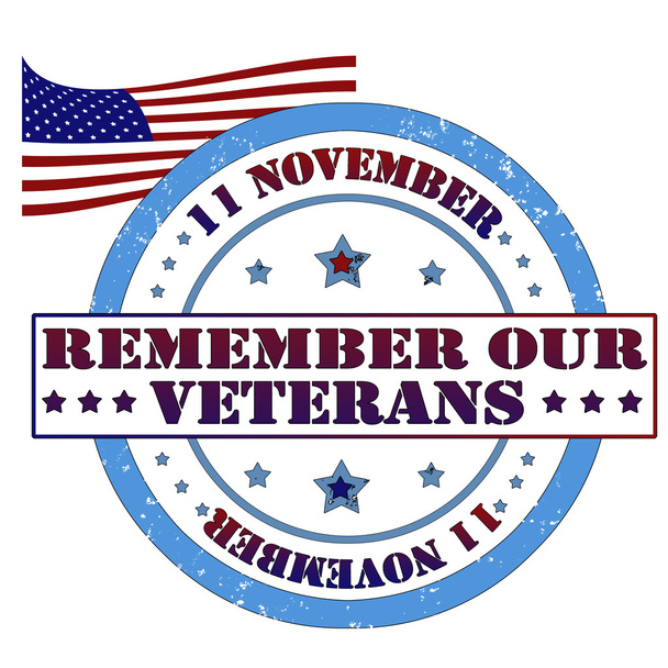 Vergeet niet onze veteranen stempel - Vector, afbeelding