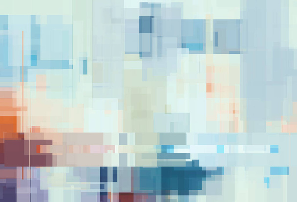 Rectángulos coloridos brillantes con acentos de ensalada de naranja y verde azulado, pintura abstracta digital. Hermosa obra de arte fondo - Foto, Imagen