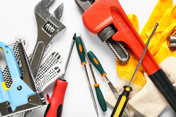 Set of construction tools on white background - Photo, Image