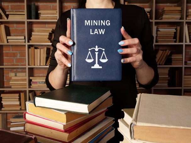 Książka o tytule MINING LAW. Prawo górnicze jest dziedziną prawa odnoszącą się do wymogów prawnych dotyczących minerałów i górnictwa. - Zdjęcie, obraz