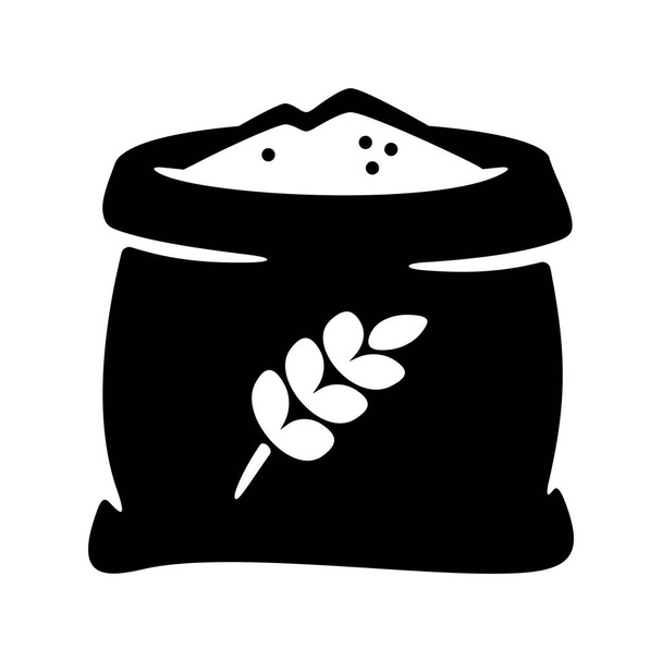 Sac ouvert farine sac oreilles blé icône illustration - Vecteur, image
