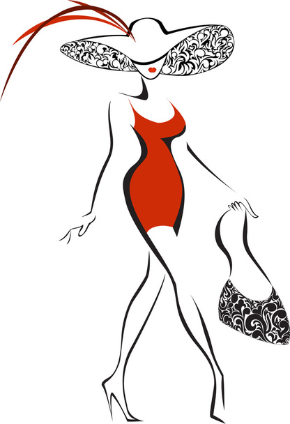 Woman in Red - Vector, Image