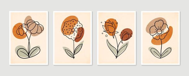 Collection of contemporary art posters. Botanical wall art vector set. Minimal and natural wall art. Abstract Plant Art design for print, wallpaper, cover. Modern vector illustration. - Vector, Image
