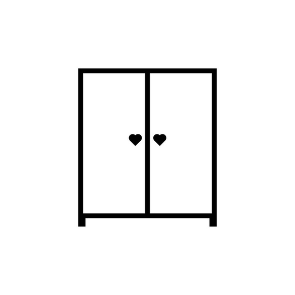 Wardrobe with handles hearts icon - Vector, Image