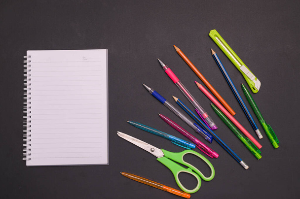 Back to school and education concept Notebook and stationery - Photo, image
