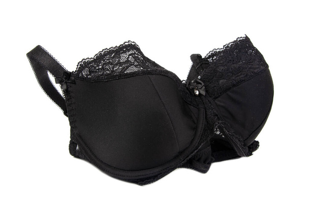 Elegant luxury black bra isolated on the white background - Photo, Image