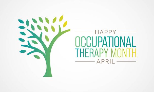Illustrazione vettoriale sul tema della terapia occupazionale mese di consapevolezza osservato ogni anno nel mese di aprile. - Vettoriali, immagini