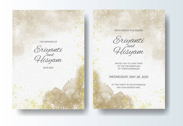 Watercolor wedding invitation card. Beautiful wedding card watercolor with splash. - Vector, Image