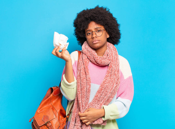 young pretty afro woman flu or illness concept - Foto, Imagen