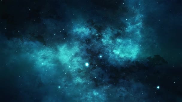 Reizen door de sterren en nevels in een blauw universum - Video