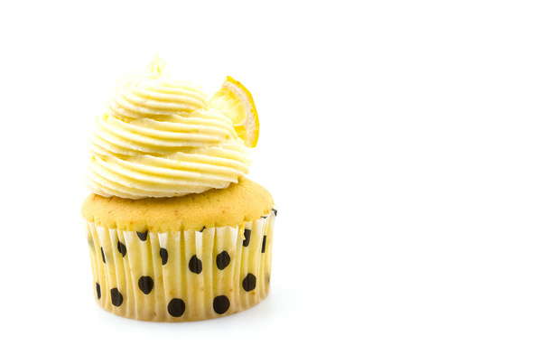Lemon cupcakes isolated white background - Zdjęcie, obraz