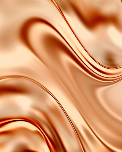 Satin golden background. Abstract gold 3d curve. Chic jewel metal texture. Liquid golden surface.  - Photo, Image