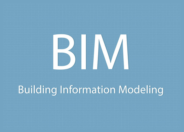 BIM Building Information Testo di modellazione su sfondo griglia-illustrazione vettoriale - Vettoriali, immagini
