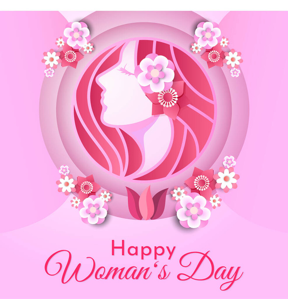 heureux jour des femmes rose et pétale fleur - Vecteur, image