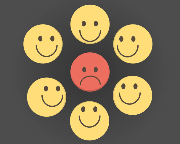 Sociale druk om gelukkig te zijn leidt tot depressie - Vector, afbeelding