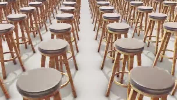 A lot off wooden stools in a row 4k - Footage, Video