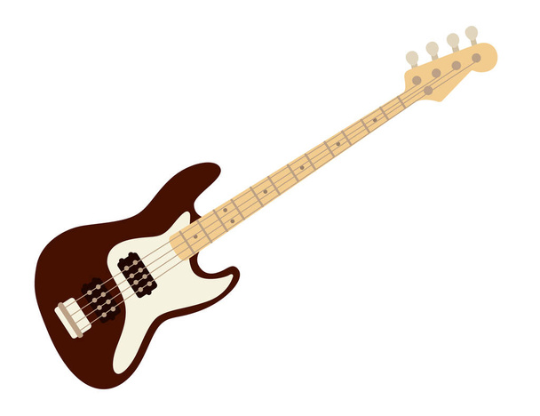 Electric guitar classical music instrument flat vector illustration on white background - Vector, Image