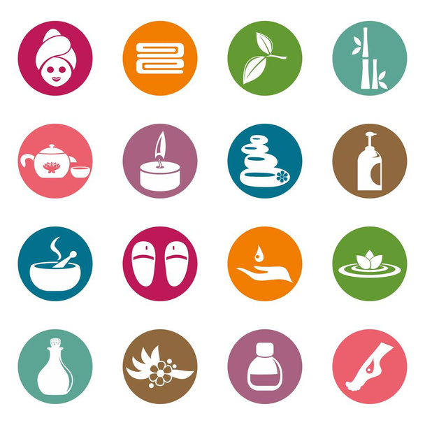 Spa y cuidado de masajes iconos de la silueta - Vector, imagen