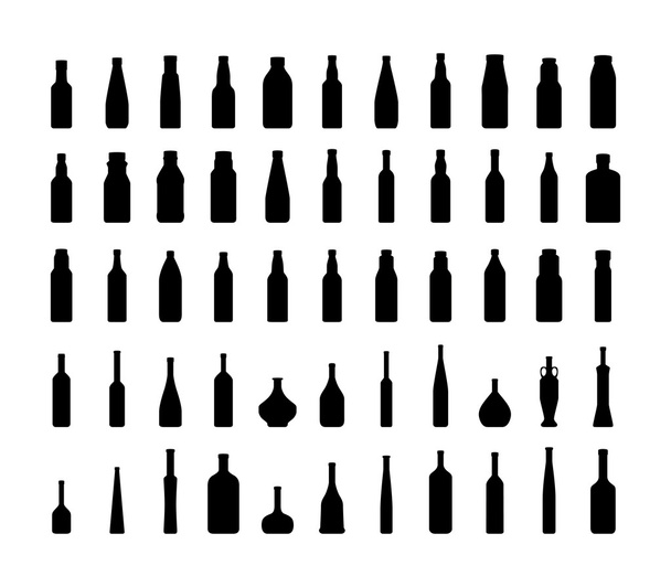 Bottle collection silhouette. - Vector, Image