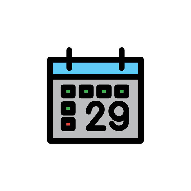 Calendar filled line Icon. calendar and date vector illustration on white background - Vector, Image