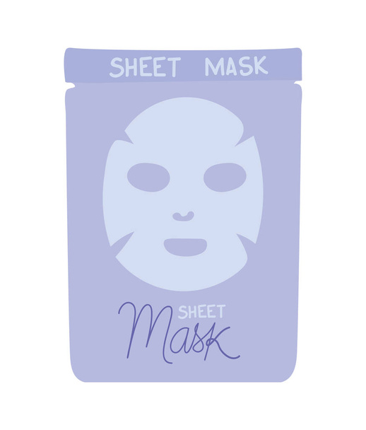 máscara facial en sobre morado - Vector, imagen