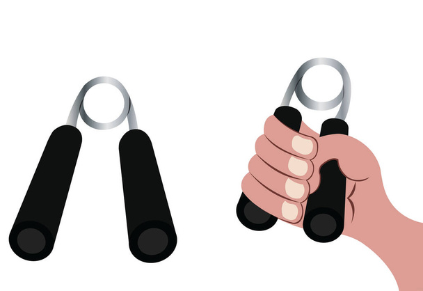 Doing some exercises using a hand Grip - Vector, Image