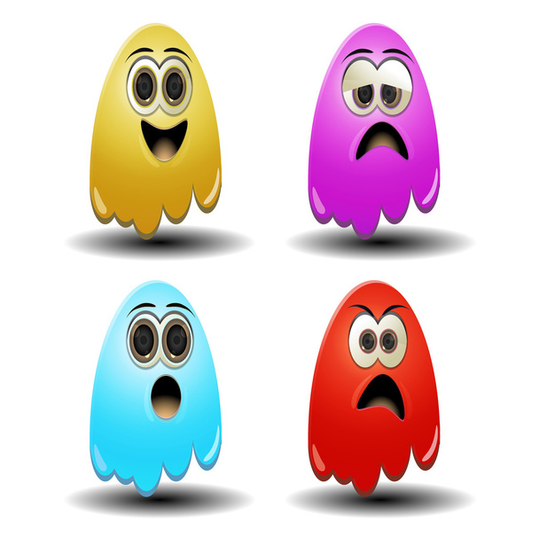 Emoticones fantasmas
 - Vector, imagen
