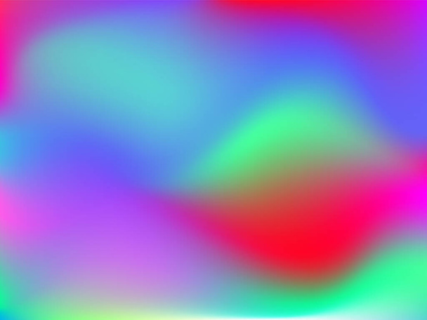 Holografinen tausta. Kirkkaan sileä mesh hämärtynyt futuristinen kuvio vaaleanpunainen, sininen, vihreä väri. Muodikas mainosvektori. Painettujen tuotteiden holografisen spektrin voimakas gradientti, kattaa. - Vektori, kuva