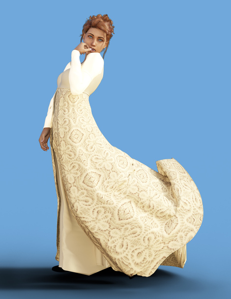 Regencia mujer en vestido de crema - Foto, Imagen