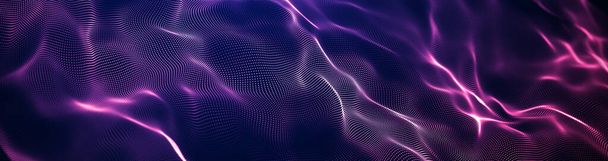 Futuristic point wave. Abstract background with a dynamic wave.Connecting background. Abstract wave. Artificial intelligence. Big data technology 3d rendering - Photo, Image