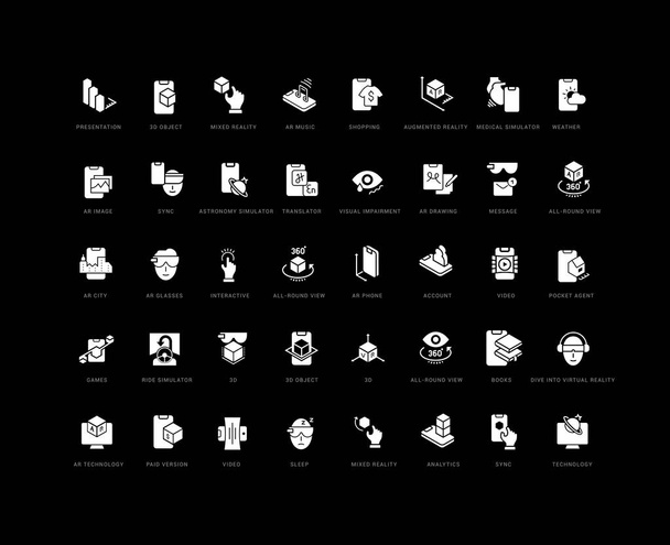 Augmented Reality. Collection of perfectly simple monochrome icons for web design, app, and the most modern projects. Universal pack of classical signs for category Technology. - Vector, Image