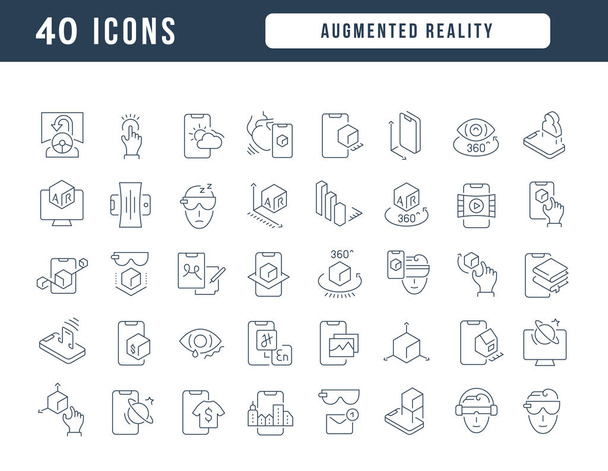 Augmented Reality. Collection of perfectly thin icons for web design, app, and the most modern projects. The kit of signs for category Technology. - Vector, Image