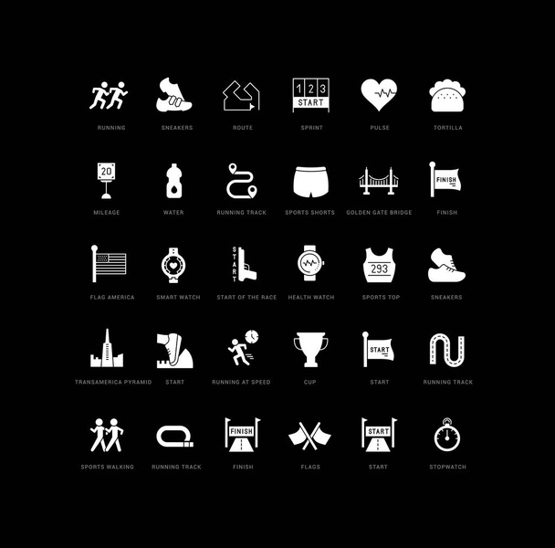 Bay to Breakers. Collection of perfectly simple monochrome icons for web design, app, and the most modern projects. Universal pack of classical signs for category Holidays. - Διάνυσμα, εικόνα