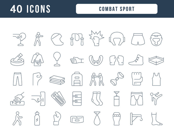 Deporte de combate. Colección de iconos perfectamente delgados para el diseño web, la aplicación y los proyectos más modernos. El kit de señalización para la categoría Deporte. - Vector, imagen