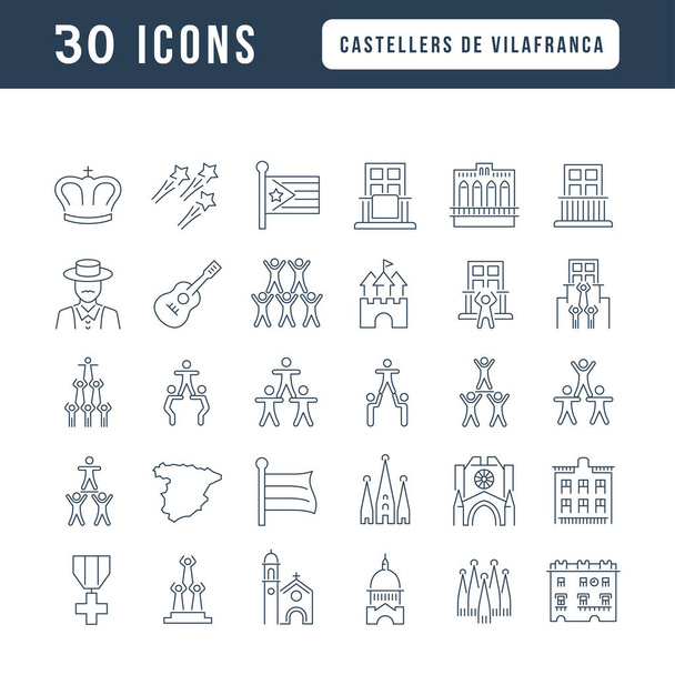 Castellers De Vilafranca. Collection of perfectly thin icons for web design, app, and the most modern projects. The kit of signs for category Holidays. - ベクター画像