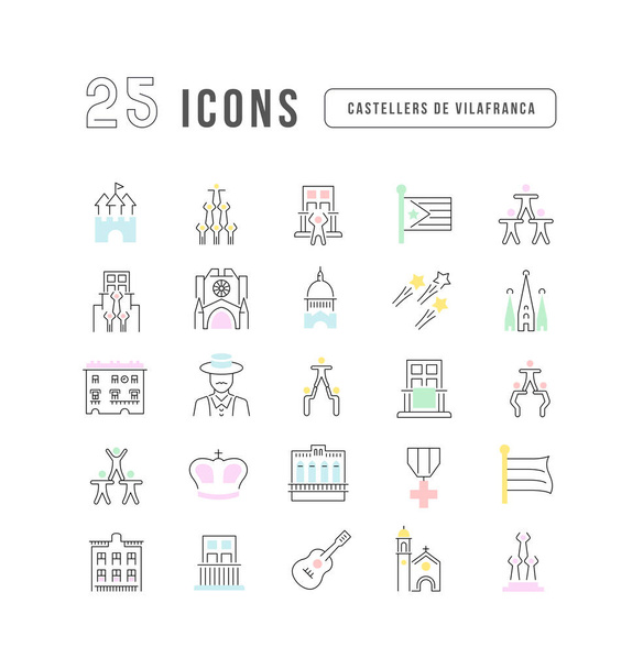 Castellers De Vilafranca. Collection of perfectly thin icons for web design, app, and the most modern projects. The kit of signs for category Holidays. - Vector, imagen