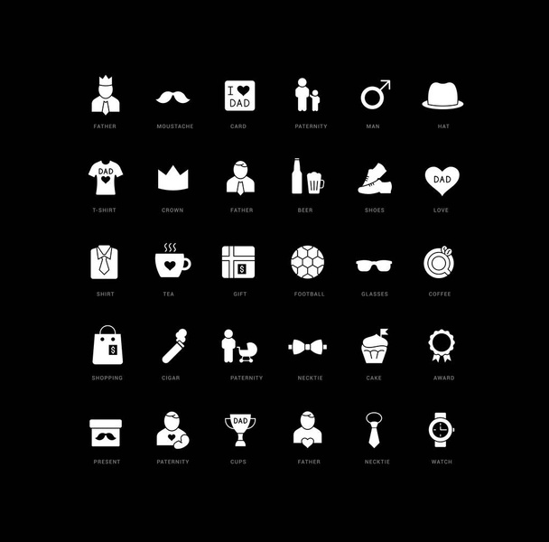 Father's Day. Collection of perfectly simple monochrome icons for web design, app, and the most modern projects. Universal pack of classical signs for category Holidays. - Vector, Image