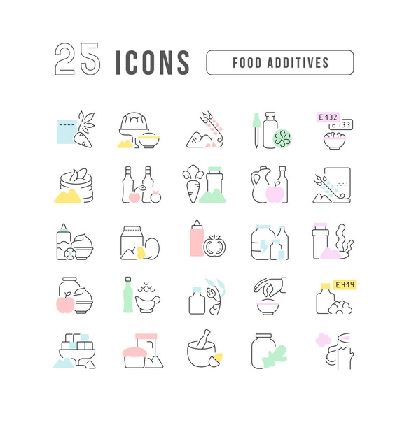 Food Additives. Collection of perfectly thin icons for web design, app, and the most modern projects. The kit of signs for category Food and Drinks. - ベクター画像
