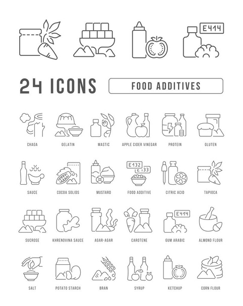 Food Additives. Collection of perfectly thin icons for web design, app, and the most modern projects. The kit of signs for category Food and Drinks. - Διάνυσμα, εικόνα