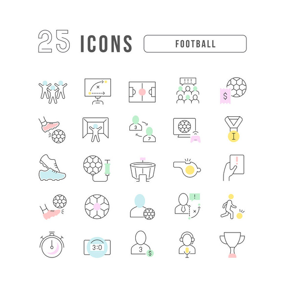 Football. Collection of perfectly thin icons for web design, app, and the most modern projects. The kit of signs for category Sport. - Vetor, Imagem