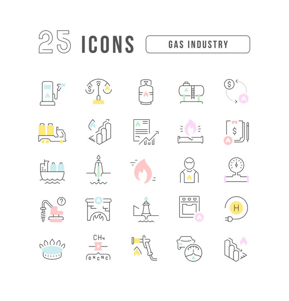 Gas Industry. Collection of perfectly thin icons for web design, app, and the most modern projects. The kit of signs for category Industry. - Vector, imagen