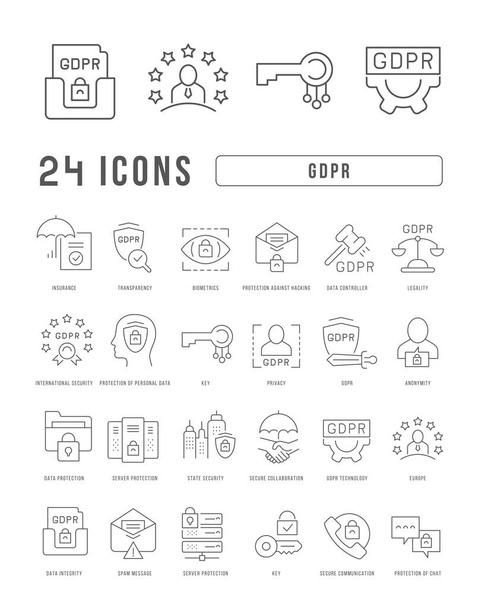 GDPR. Collection of perfectly thin icons for web design, app, and the most modern projects. The kit of signs for category Technology. - Vector, Image